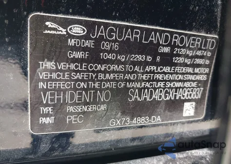 2017 Jaguar Xe 25T Premium из США, поврежденный, VIN SAJAD4BGXHA965837